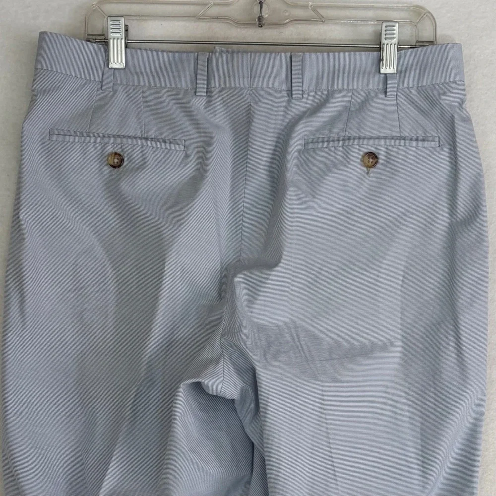 Zanella Todd Pants Mens 34/30 Blue White Micro Stripe Cotton Trousers Italy